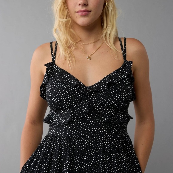 NWT AE Black and White Polka Dot Jumpsuit - Picture 6 of 8